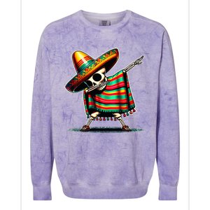 Dabbing Mexican Skeleton Poncho Cinco De Mayo LetS Fiesta Colorblast Crewneck Sweatshirt