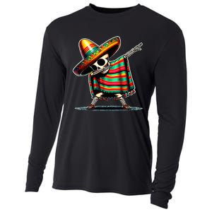 Dabbing Mexican Skeleton Poncho Cinco De Mayo LetS Fiesta Cooling Performance Long Sleeve Crew