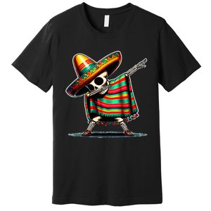 Dabbing Mexican Skeleton Poncho Cinco De Mayo LetS Fiesta Premium T-Shirt