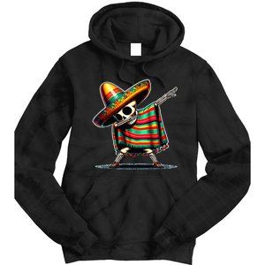 Dabbing Mexican Skeleton Poncho Cinco De Mayo LetS Fiesta Tie Dye Hoodie