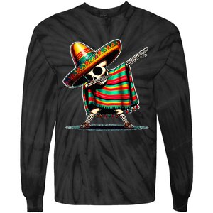 Dabbing Mexican Skeleton Poncho Cinco De Mayo LetS Fiesta Tie-Dye Long Sleeve Shirt