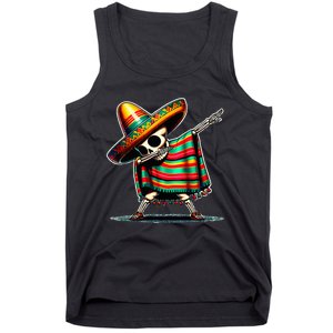 Dabbing Mexican Skeleton Poncho Cinco De Mayo LetS Fiesta Tank Top