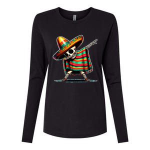 Dabbing Mexican Skeleton Poncho Cinco De Mayo LetS Fiesta Womens Cotton Relaxed Long Sleeve T-Shirt