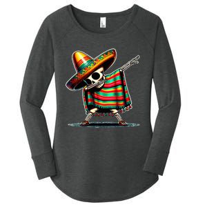 Dabbing Mexican Skeleton Poncho Cinco De Mayo LetS Fiesta Women's Perfect Tri Tunic Long Sleeve Shirt