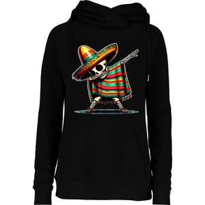 Dabbing Mexican Skeleton Poncho Cinco De Mayo LetS Fiesta Womens Funnel Neck Pullover Hood