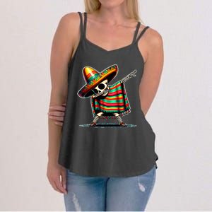 Dabbing Mexican Skeleton Poncho Cinco De Mayo LetS Fiesta Women's Strappy Tank