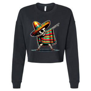 Dabbing Mexican Skeleton Poncho Cinco De Mayo LetS Fiesta Cropped Pullover Crew