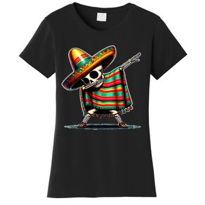 Dabbing Mexican Skeleton Poncho Cinco De Mayo LetS Fiesta Women's T-Shirt