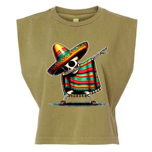 Dabbing Mexican Skeleton Poncho Cinco De Mayo LetS Fiesta Garment-Dyed Women's Muscle Tee