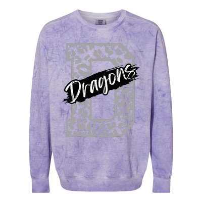 Dragons Mascot School Sports Spirit Games Day Sport Fan Team Colorblast Crewneck Sweatshirt