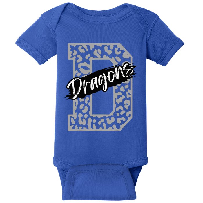 Dragons Mascot School Sports Spirit Games Day Sport Fan Team Baby Bodysuit