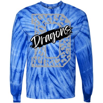 Dragons Mascot School Sports Spirit Games Day Sport Fan Team Tie-Dye Long Sleeve Shirt