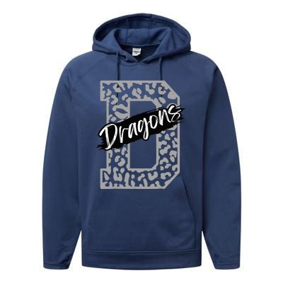 Dragons Mascot School Sports Spirit Games Day Sport Fan Team Performance Fleece Hoodie