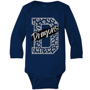 Dragons Mascot School Sports Spirit Games Day Sport Fan Team Baby Long Sleeve Bodysuit