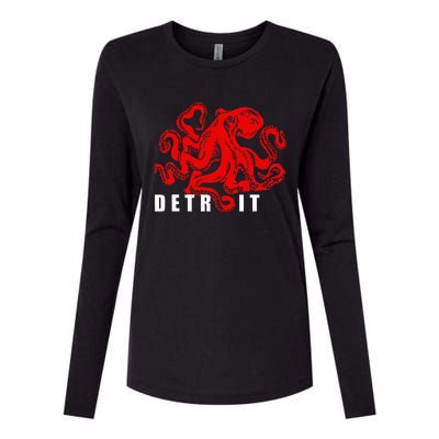 Detroit Michigan Souvenir Octopus Kraken Womens Cotton Relaxed Long Sleeve T-Shirt