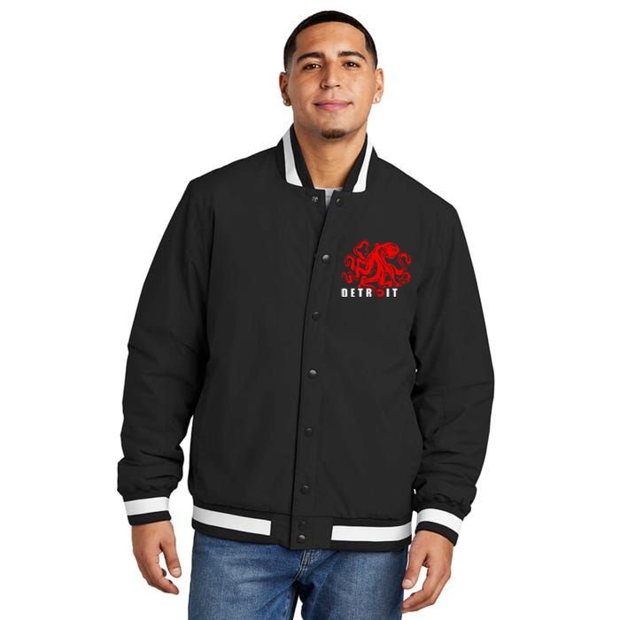 Detroit Michigan Souvenir Octopus Kraken Insulated Varsity Jacket