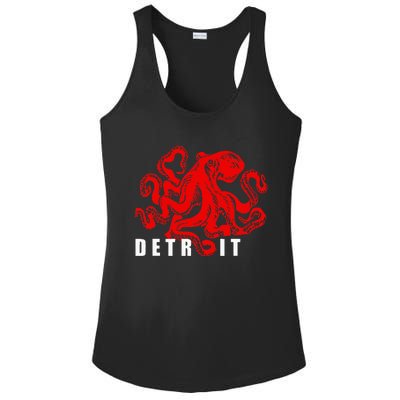 Detroit Michigan Souvenir Octopus Kraken Ladies PosiCharge Competitor Racerback Tank