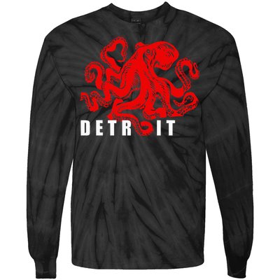 Detroit Michigan Souvenir Octopus Kraken Tie-Dye Long Sleeve Shirt