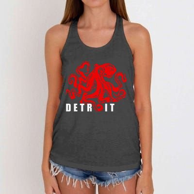 Detroit Michigan Souvenir Octopus Kraken Women's Knotted Racerback Tank