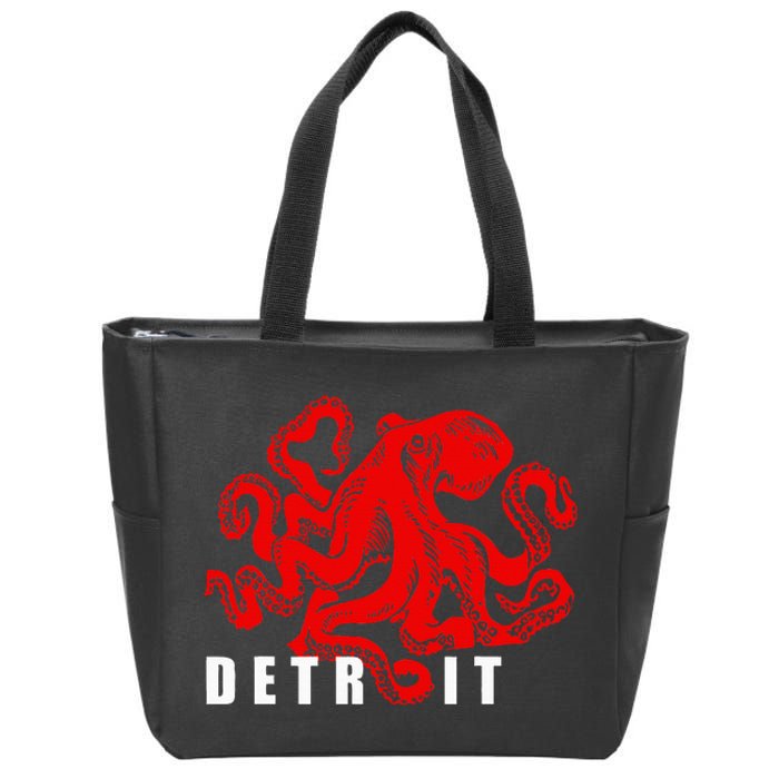 Detroit Michigan Souvenir Octopus Kraken Zip Tote Bag