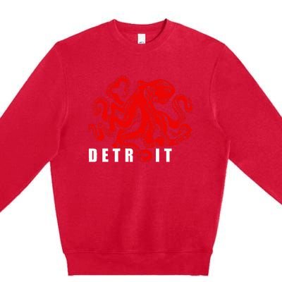 Detroit Michigan Souvenir Octopus Kraken Premium Crewneck Sweatshirt