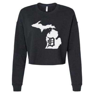 Detroit Michigan State Map silhouette D United states Cropped Pullover Crew