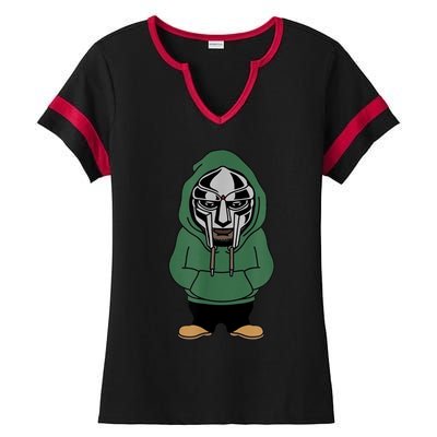 Doom Mask Super Villain All Caps Rap Ladies Halftime Notch Neck Tee