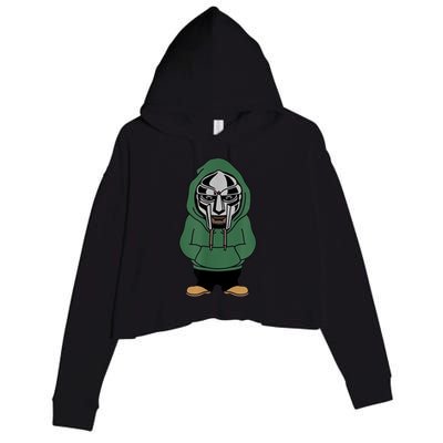 Doom Mask Super Villain All Caps Rap Crop Fleece Hoodie