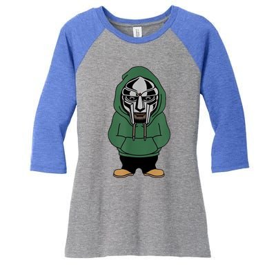 Doom Mask Super Villain All Caps Rap Women's Tri-Blend 3/4-Sleeve Raglan Shirt