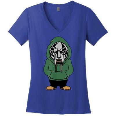 Doom Mask Super Villain All Caps Rap Women's V-Neck T-Shirt