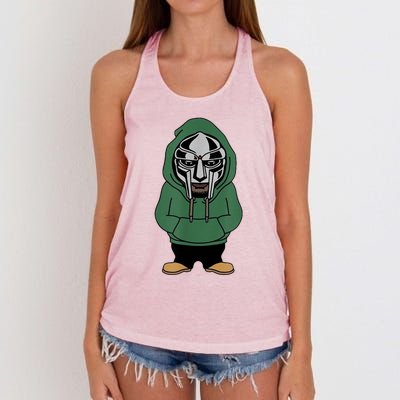 Doom Mask Super Villain All Caps Rap Women's Knotted Racerback Tank