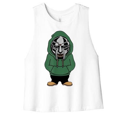 Doom Mask Super Villain All Caps Rap Women's Racerback Cropped Tank