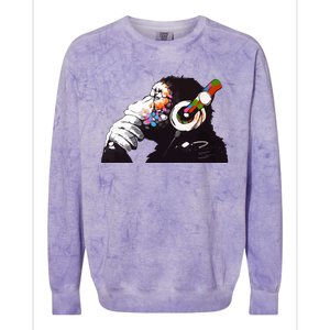 Dj Monkey Thinker Colorblast Crewneck Sweatshirt