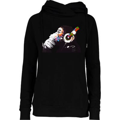 Dj Monkey Thinker Womens Funnel Neck Pullover Hood