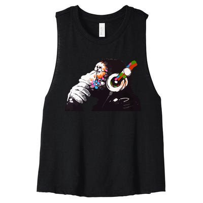 Dj Monkey Thinker Women's Racerback Cropped Tank