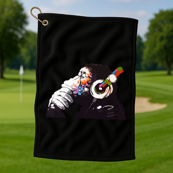 Dj Monkey Thinker Golf Towel