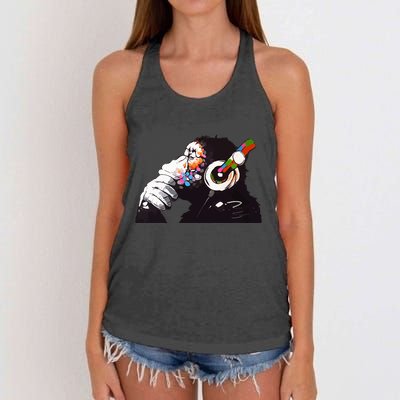 Dj Monkey Thinker Women's Knotted Racerback Tank