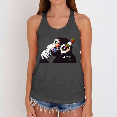 Dj Monkey Thinker Women's Knotted Racerback Tank