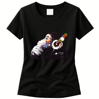 Dj Monkey Thinker Womens T-Shirt