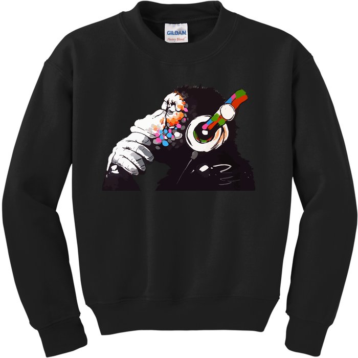 Dj Monkey Thinker Kids Sweatshirt