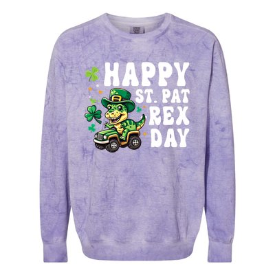 Dino Monster Truck Happy St Pat Rex Day St Patricks Day Cool Gift Colorblast Crewneck Sweatshirt