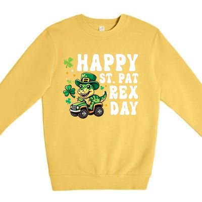 Dino Monster Truck Happy St Pat Rex Day St Patricks Day Cool Gift Premium Crewneck Sweatshirt