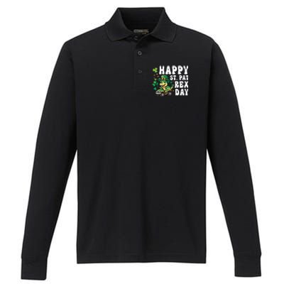 Dino Monster Truck Happy St Pat Rex Day St Patricks Day Cool Gift Performance Long Sleeve Polo