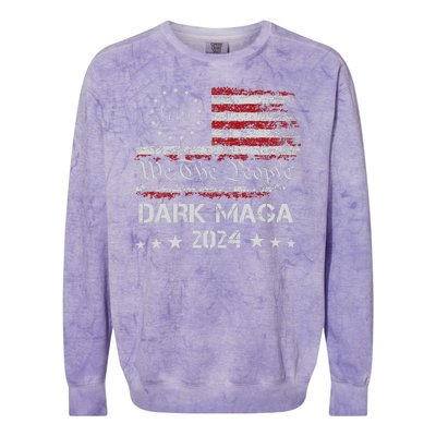 Dark Maga Trump 2024 Us Flag Vintage President Campaign Colorblast Crewneck Sweatshirt