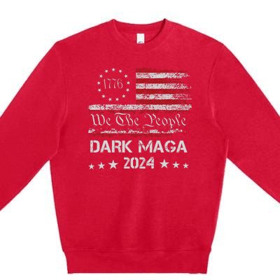 Dark Maga Trump 2024 Us Flag Vintage President Campaign Premium Crewneck Sweatshirt