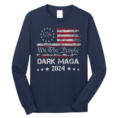 Dark Maga Trump 2024 Us Flag Vintage President Campaign Long Sleeve Shirt