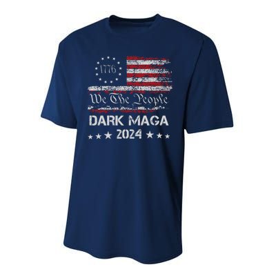 Dark Maga Trump 2024 Us Flag Vintage President Campaign Performance Sprint T-Shirt