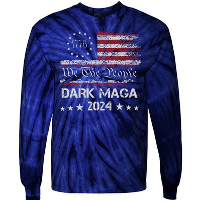 Dark Maga Trump 2024 Us Flag Vintage President Campaign Tie-Dye Long Sleeve Shirt