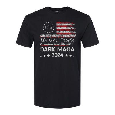 Dark Maga Trump 2024 Us Flag Vintage President Campaign Softstyle CVC T-Shirt