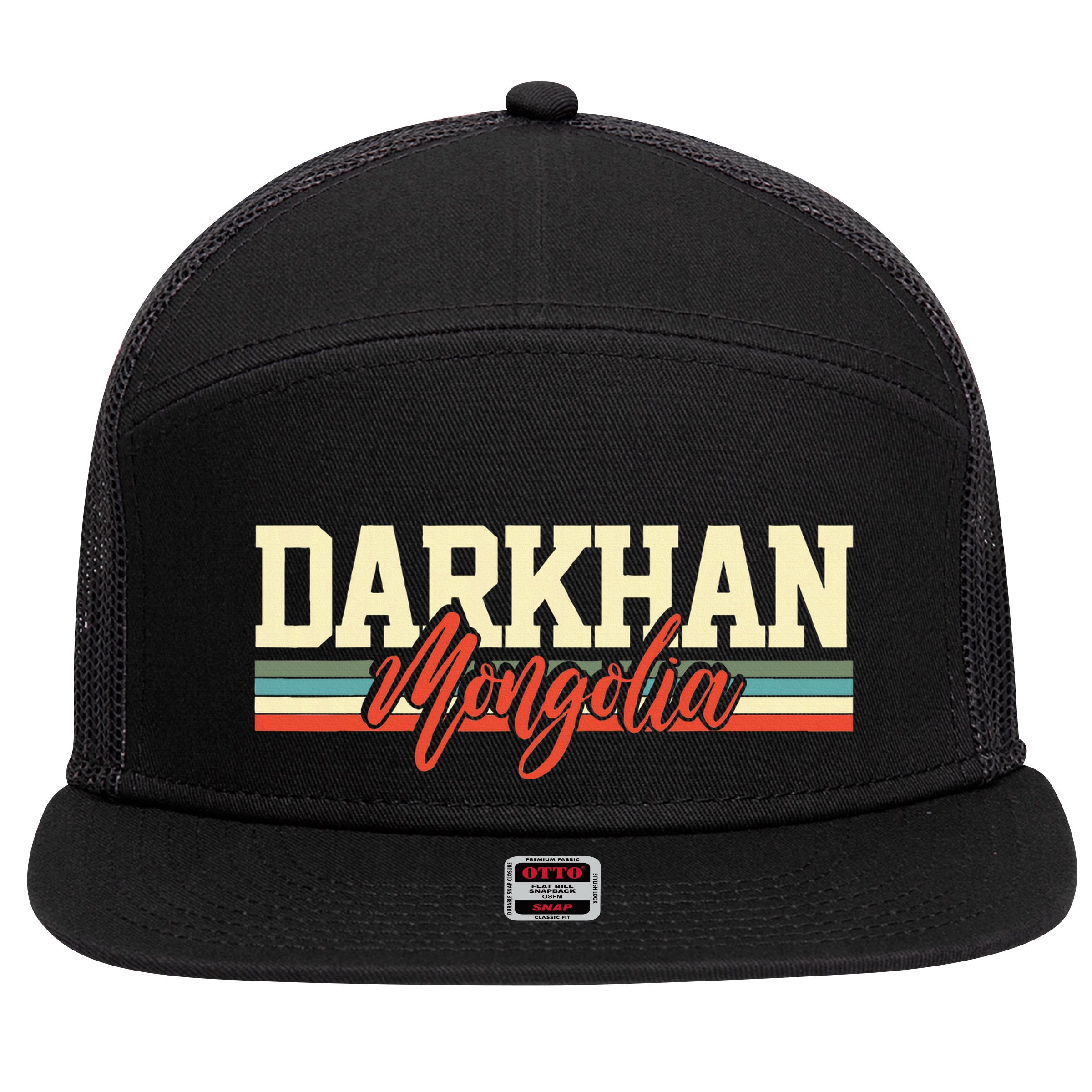 Darkhan Mongolia Travel Souvenir Retro Gift 7 Panel Mesh Trucker Snapback Hat